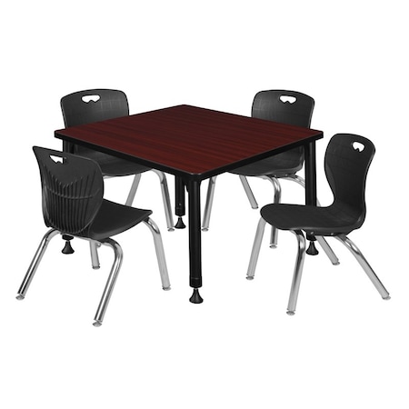 Regency Tables > Height Adjustable > Square Table & Chair Sets, 30 W, 30 L, 23-37 H, Mahogany TB3030MHAPBK45BK